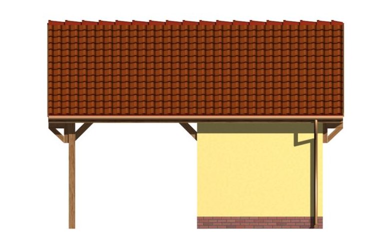 Projekt garażu G47 wiata garażowa - elewacja 3