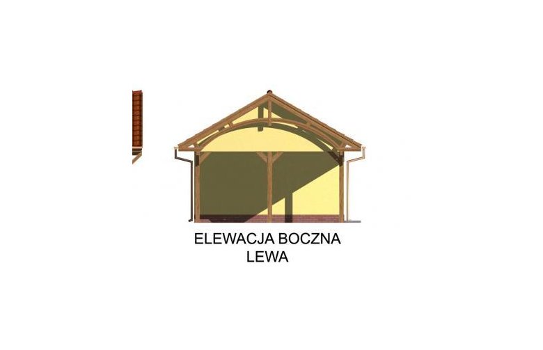 Projekt garażu G48 wiata garażowa - elewacja 2