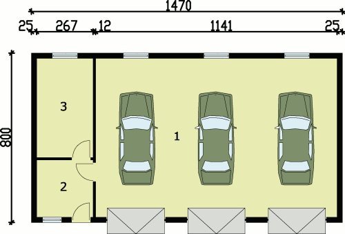 PRZYZIEMIE G38 garaż trzystanowiskowy z pomieszczeniami gospodarczymi