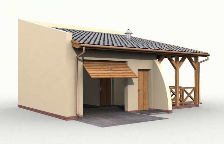 Projekt garażu G39 garaż jednostanowiskowy z wiatą rekreacyjną