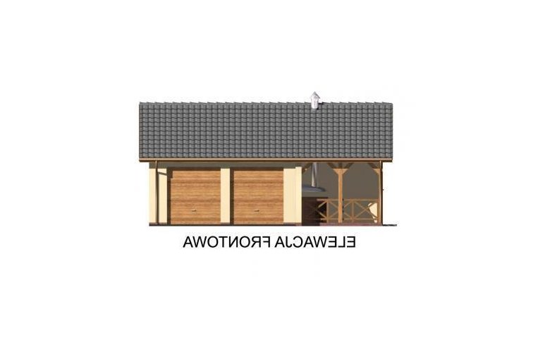 Projekt garażu G42 garaż dwustanowiskowy z pomieszczeniem gospodarczym i altaną ogrodową z grilem - elewacja 1
