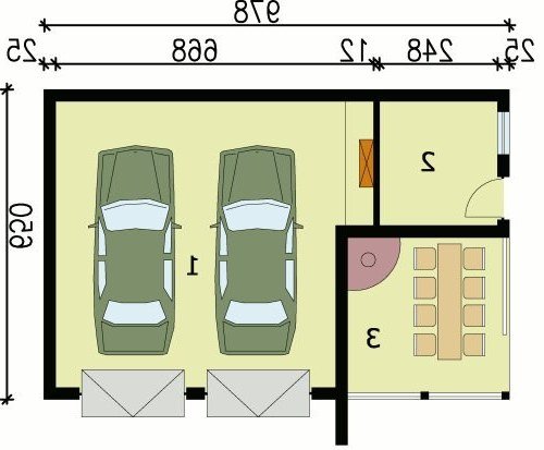 PRZYZIEMIE G42 garaż dwustanowiskowy z pomieszczeniem gospodarczym i altaną ogrodową z grilem - wersja lustrzana
