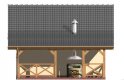 Projekt garażu G36 garaż dwustanowiskowy z werandą - elewacja 3