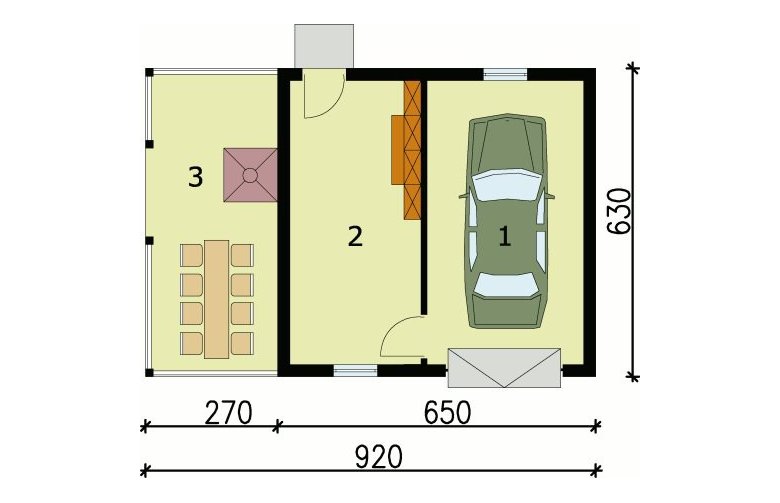 Projekt garażu G37 - przyziemie