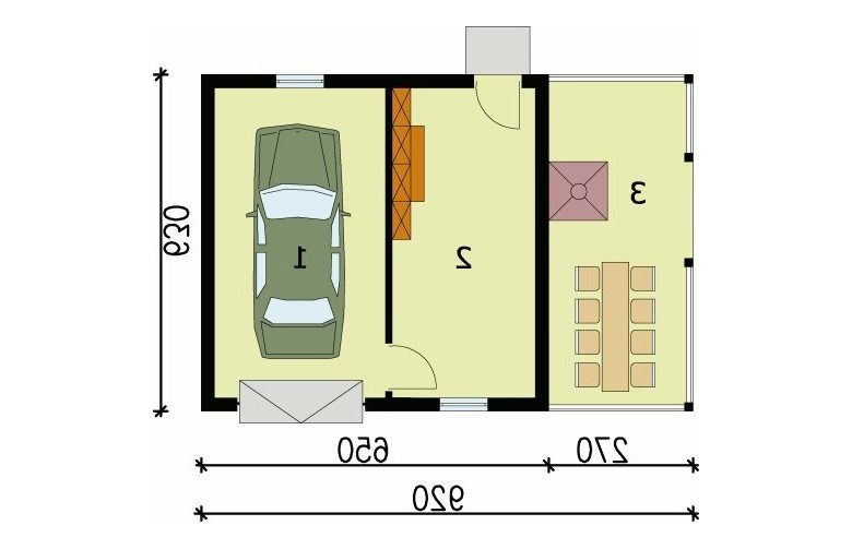 Projekt garażu G37 - przyziemie