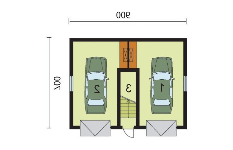 Projekt garażu G34 garaż dwustanowiskowy z poddaszem użytkowym - przyziemie
