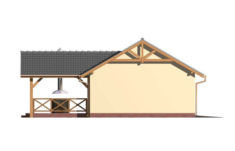 Projekt garażu G35 garaż dwustanowiskowy + altana - elewacja 3