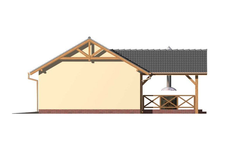 Projekt garażu G35 garaż dwustanowiskowy + altana - elewacja 3