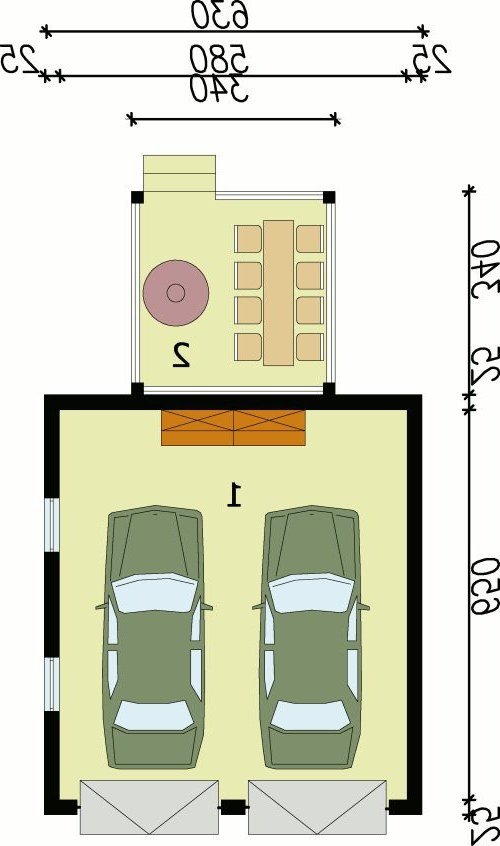 PRZYZIEMIE G35 garaż dwustanowiskowy + altana - wersja lustrzana