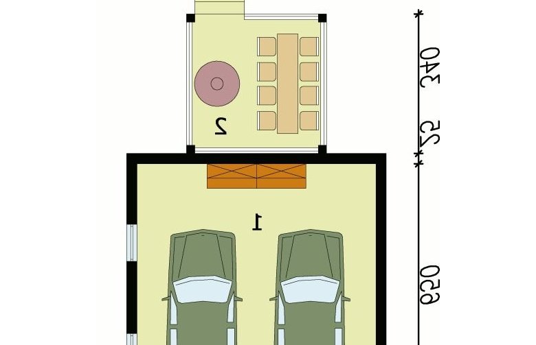 Projekt garażu G35 garaż dwustanowiskowy + altana - przyziemie