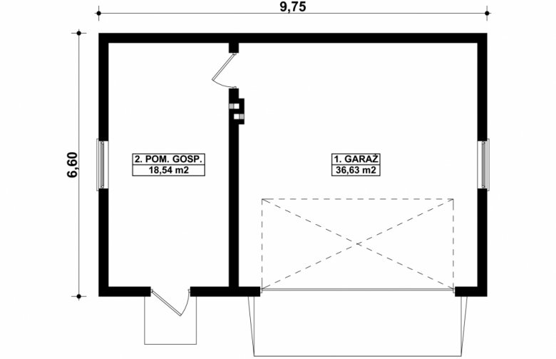 Projekt domu energooszczędnego G69 - Budynek garażowo - gospodarczy - 