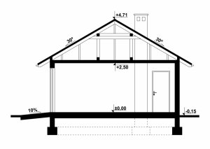 Przekrój projektu G69 - Budynek garażowo - gospodarczy