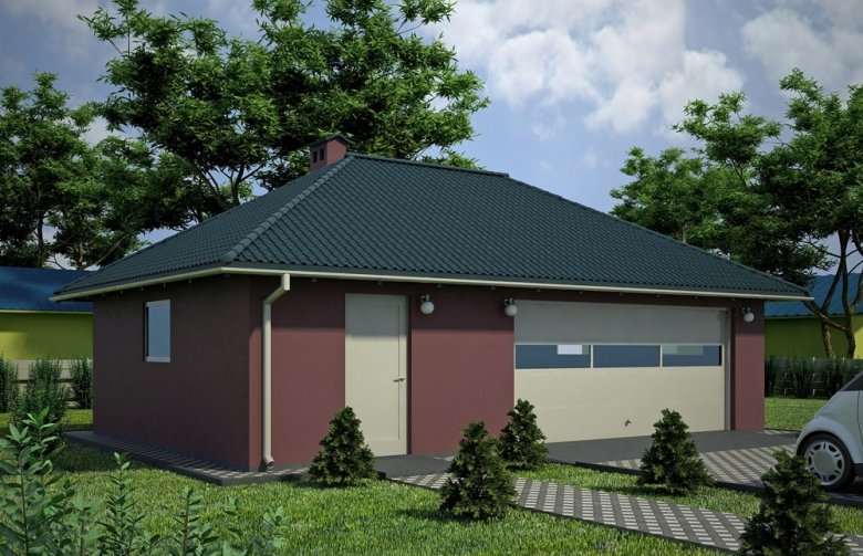 Projekt domu energooszczędnego G69 - Budynek garażowo - gospodarczy