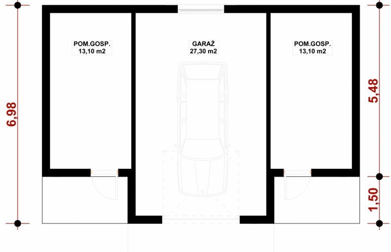 Projekt domu energooszczędnego G70 - Budynek garażowo - gospodarczy - 