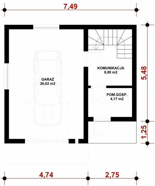 Rzut projektu G71 - Budynek garażowo - gospodarczy