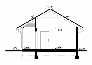 Przekrój projektu G73 - Budynek garażowo - gospodarczy