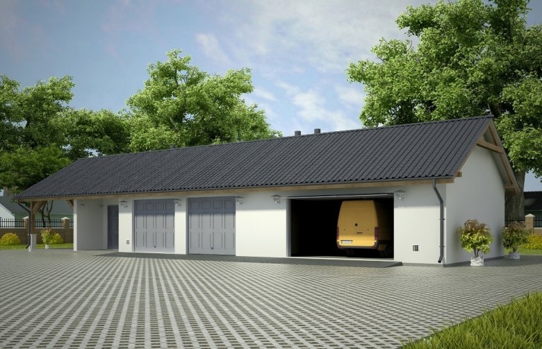 Projekt domu energooszczędnego G73 - Budynek garażowo - gospodarczy