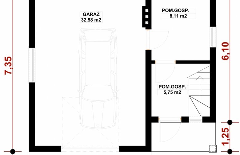 Projekt domu nowoczesnego G75 - Budynek garażowo - gospodarczy - 