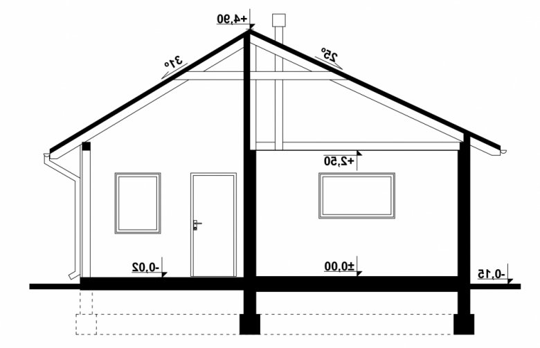 Projekt domu energooszczędnego G78 - Budynek garażowo - gospodarczy - przekrój 1