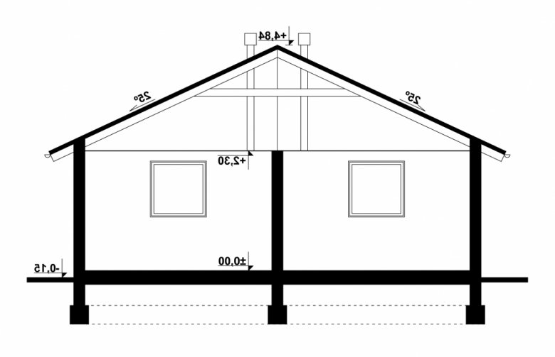 Projekt domu energooszczędnego G80 - Budynek garażowy - przekrój 1