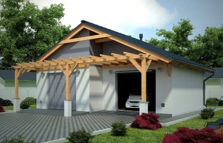 Projekt domu energooszczędnego G80 - Budynek garażowy