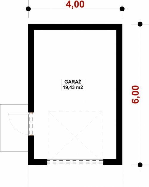 Rzut projektu G81 - Budynek garażowy