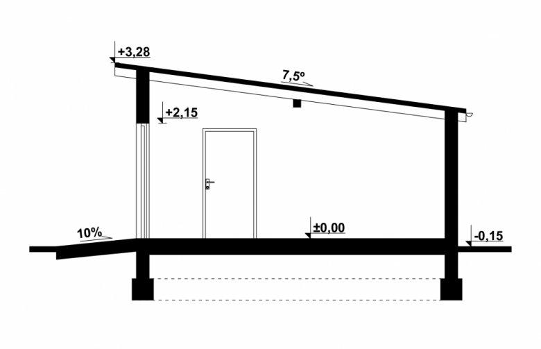 Projekt domu energooszczędnego G81 - Budynek garażowy - przekrój 1