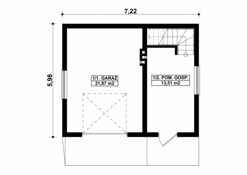 Rzut projektu G84 - Budynek garażowo - gospodarczy