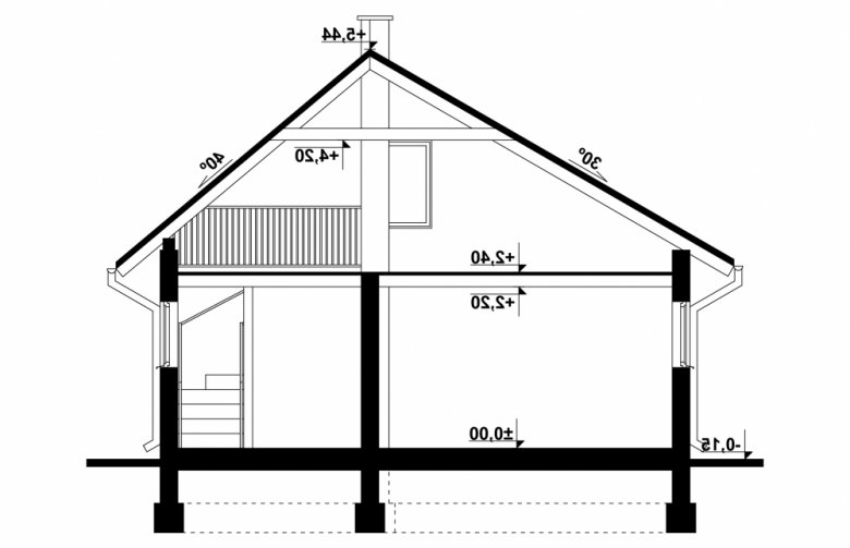 Projekt domu energooszczędnego G84 - Budynek garażowo - gospodarczy - przekrój 1