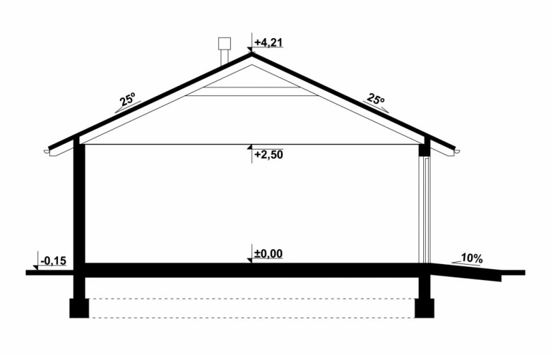 Projekt domu energooszczędnego G86 - Budynek garażowy - przekrój 1