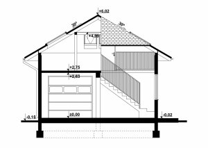 Przekrój projektu G87 - Budynek garażowo - gospodarczy