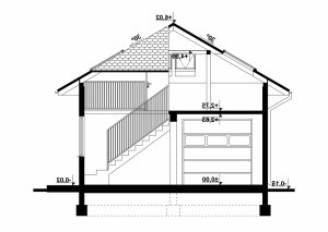 Przekrój projektu G87 - Budynek garażowo - gospodarczy w wersji lustrzanej