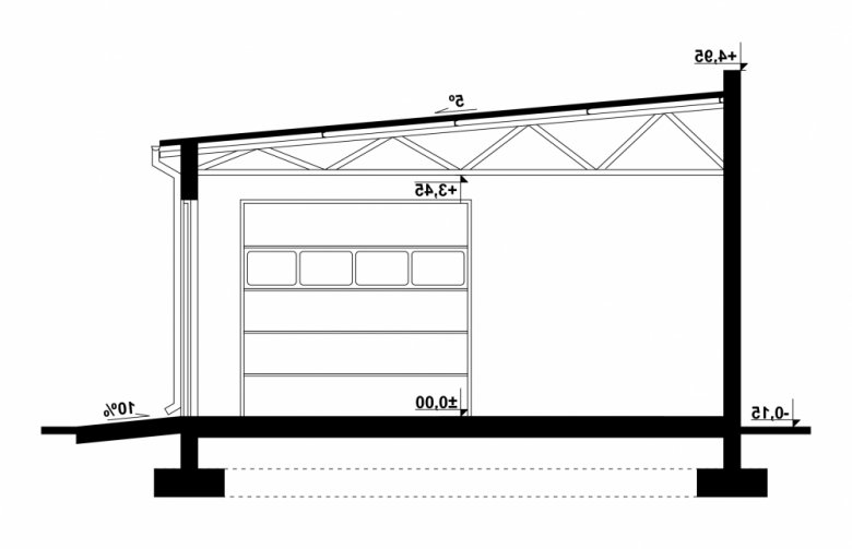 Projekt domu nowoczesnego G112 - Budynek gospodarczy - przekrój 1