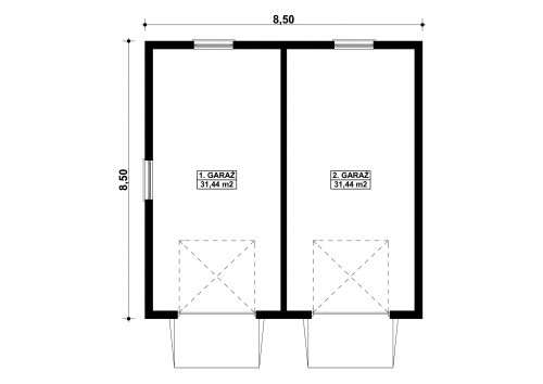 Rzut projektu G113 - Budynek garażowy