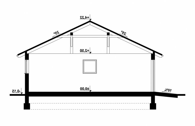 Projekt domu energooszczędnego G113 - Budynek garażowy - przekrój 1