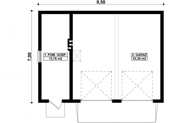 Projekt domu energooszczędnego G114 - Budynek garażowo - gospodarczy  - 