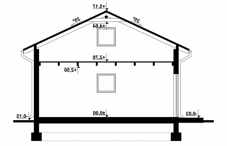 Projekt domu energooszczędnego G114 - Budynek garażowo - gospodarczy  - przekrój 1