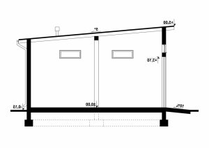 Przekrój projektu G115 - Budynek garażowy w wersji lustrzanej
