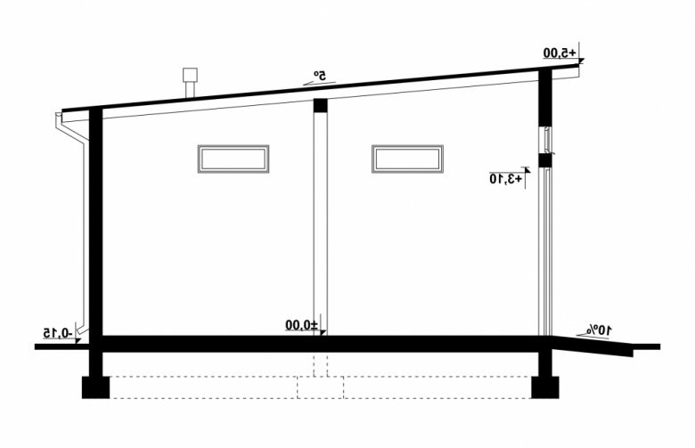 Projekt domu energooszczędnego G115 - Budynek garażowy - przekrój 1