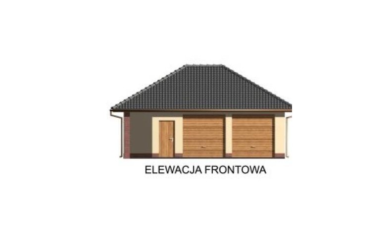 Projekt garażu G33 garaż dwustanowiskowy z pomieszczeniem gospodarczym - elewacja 1