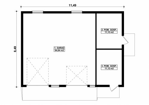 Rzut projektu G88 - Budynek garażowo - gospodarczy