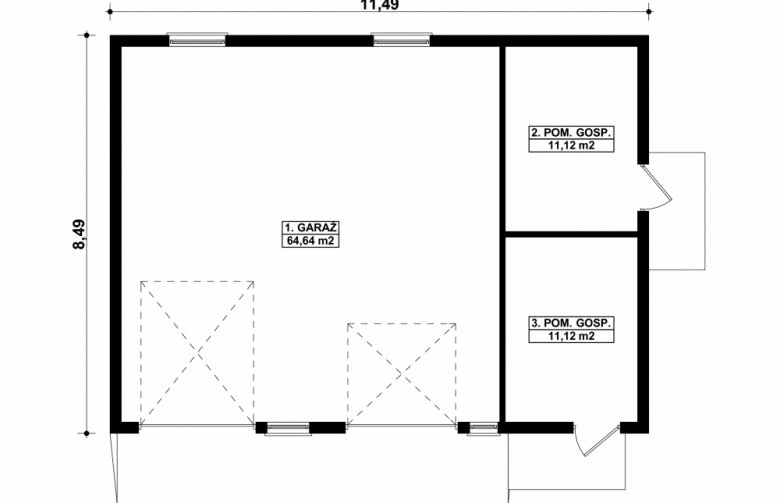 Projekt domu energooszczędnego G88 - Budynek garażowo - gospodarczy - 