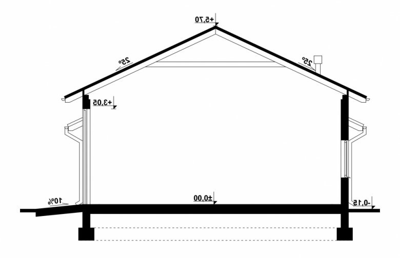 Projekt domu energooszczędnego G88 - Budynek garażowo - gospodarczy - przekrój 1