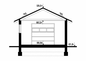 Przekrój projektu G90 - Budynek garażowo - gospodarczy w wersji lustrzanej