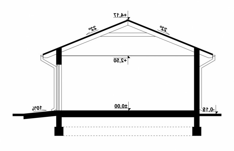 Projekt domu energooszczędnego G91 - Budynek garażowy - przekrój 1