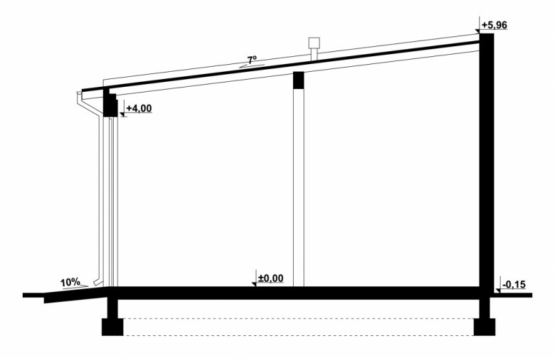 Projekt domu nowoczesnego G92 - Budynek gospodarczy - przekrój 1