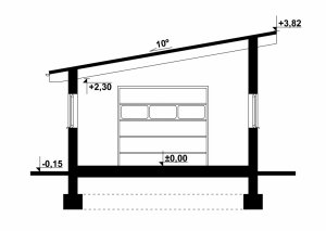 Przekrój projektu G93 - Budynek garażowo - gospodarczy