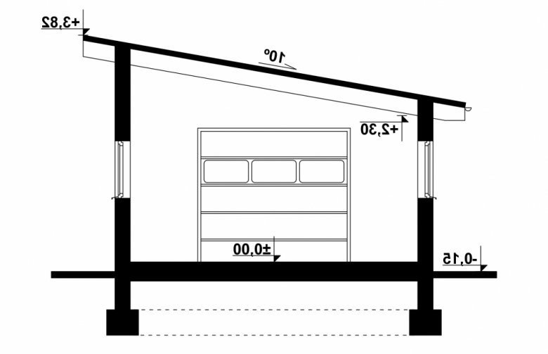 Projekt domu energooszczędnego G93 - Budynek garażowo - gospodarczy - przekrój 1