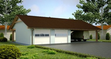 Projekt domu G94 - Budynek garażowy z wiatą