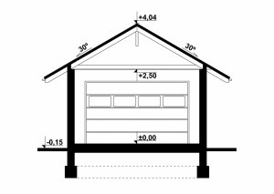Przekrój projektu G96 - Budynek garażowy
